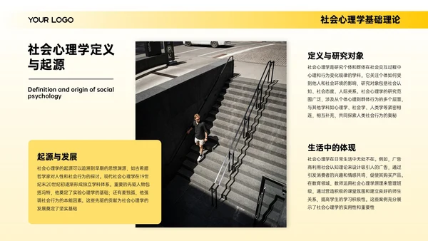 黄色简约欧美风心理学分析报告PPT模板
