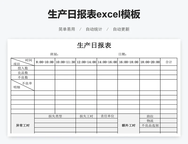 生产日报表excel模板