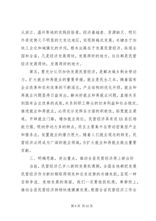 县民营经济工作大会县长讲话稿.docx