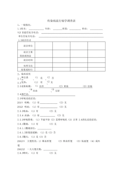 传染病流行病学调查表共3页