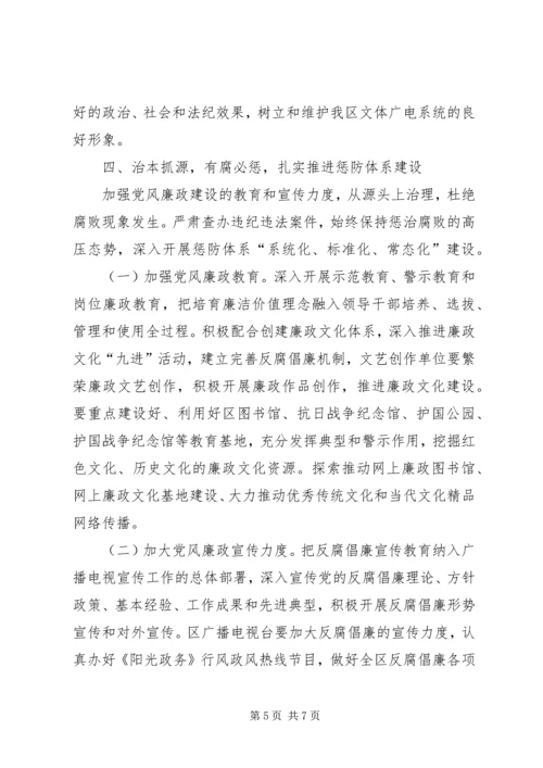 文广局党风廉政建设和反腐败工作意见.docx