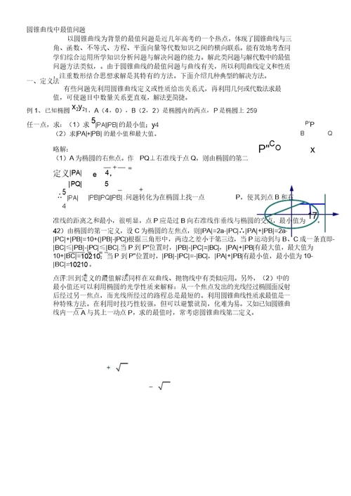 圆锥曲线中最值问题