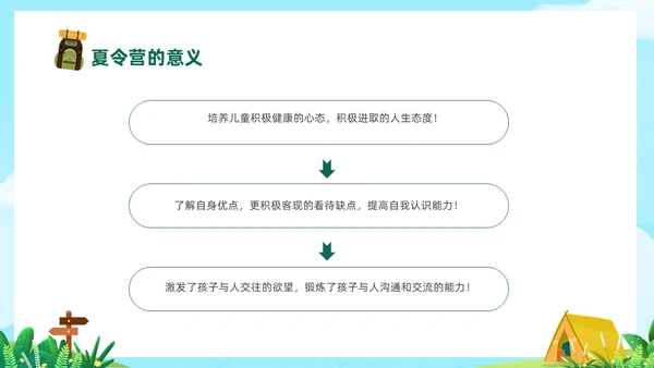 绿色卡通插画风夏令营活动策划PPT