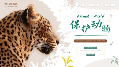猎豹动物世界花豹科普介绍，豹子通用PPT模板