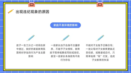 蓝色水彩简约插画校风校纪主题班会PPT课件校纪校规校风学风教育