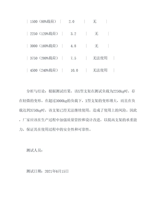 支架承重测试报告模板