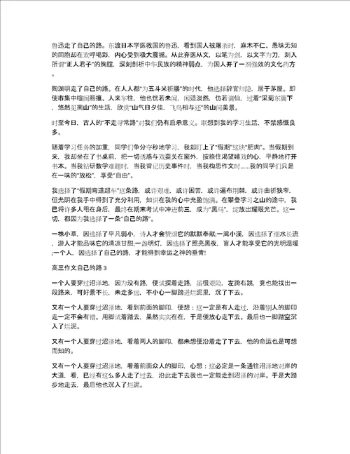 高三作文自己的路3篇