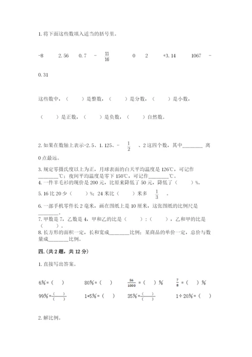 西师大版数学小升初模拟试卷含完整答案（夺冠系列）.docx