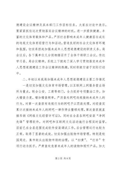 县文体局未成年人思想道德建设工作情况汇报.docx