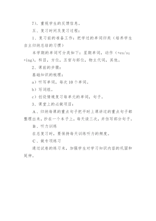 小学四年级下学期英语复习计划.docx