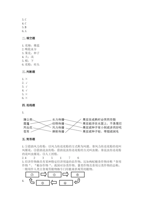 教科版四年级下册科学第一单元《植物的生长变化》测试卷附答案（实用）.docx