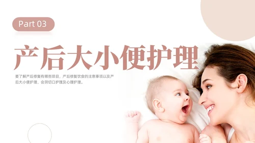 粉色简约线条风产后护理培训医学妇产科PPT