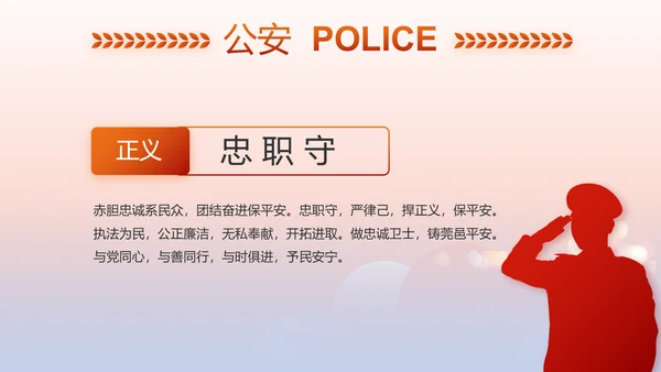 红色大气公安民警述职报告动态PPT模板