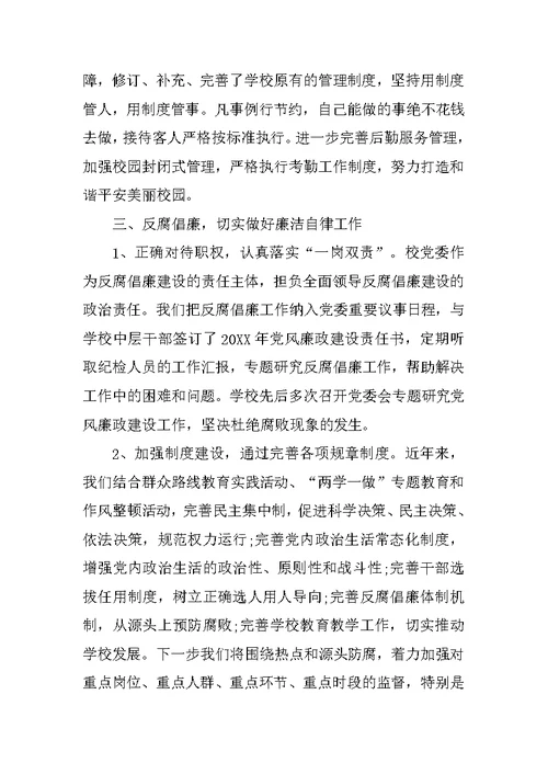 20XX年度党委书记述职述廉汇报材料