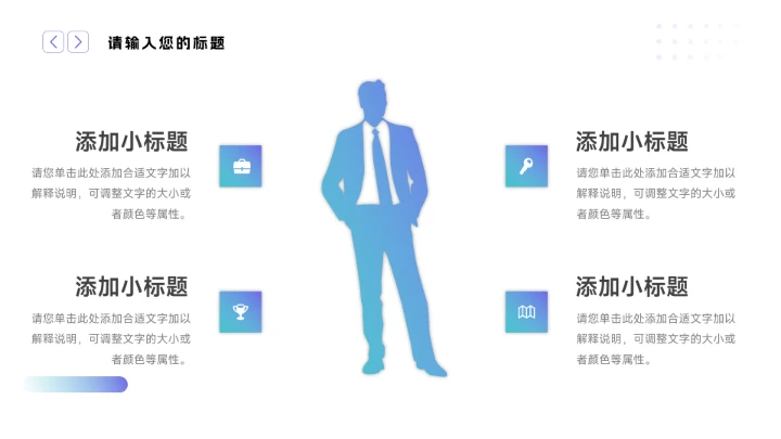 蓝色渐变欧美质感述职报告PPT模板