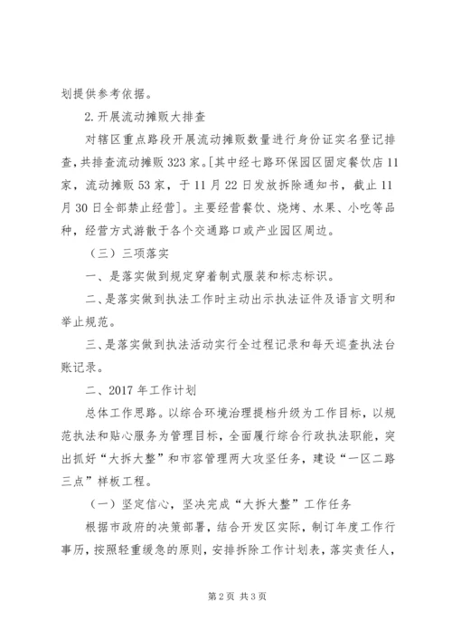 开发区综合行政执法中队工作总结和工作计划.docx