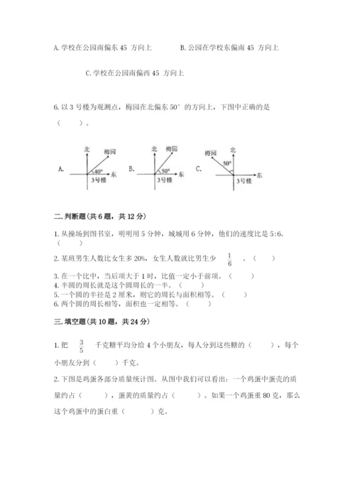 2022人教版六年级上册数学期末测试卷（考点提分）.docx