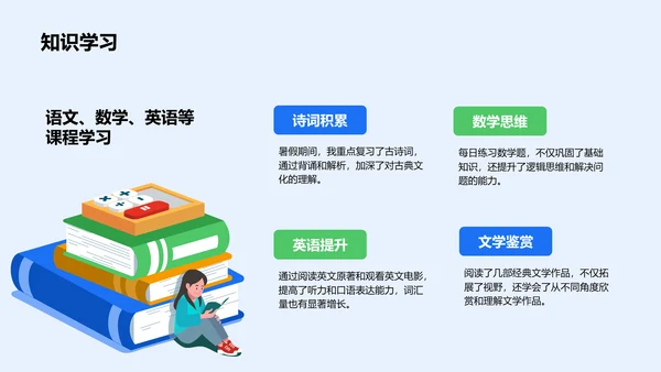 蓝色卡通风暑假生活成长记录PPT模板