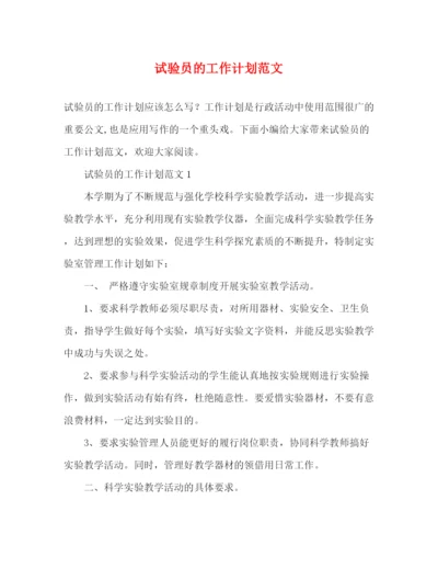 精编之试验员的工作计划范文2).docx