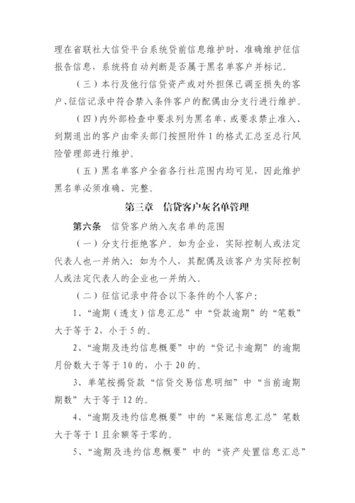 银行大信贷平台黑名单和灰名单管理办法(暂模版.docx