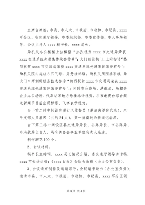 荣获“XX交通系统先进集体”授牌仪式筹备方案.docx