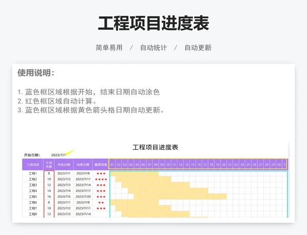 工程项目进度表