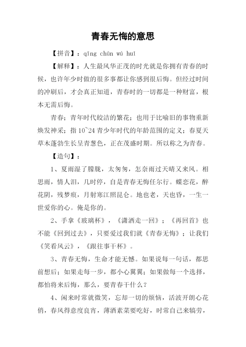 青春无悔的意思.docx