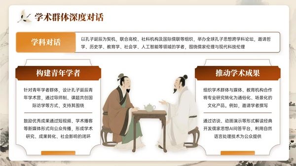 深棕色系关于孔子诞辰文化宣传主题PPT模板