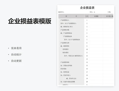 企业损益表模版