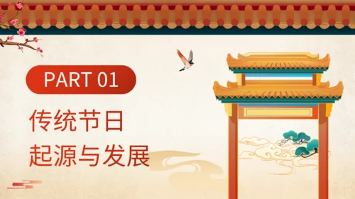 橙红色中国风传统节日文化解读班会PPT