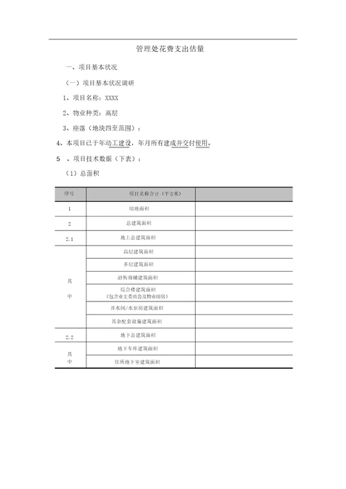 物业费用支出预算