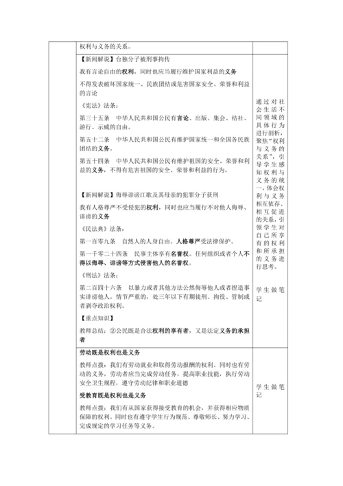 【核心素养目标】4.2 依法履行义务 教学设计（表格式）