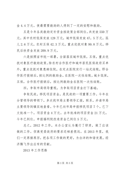 乡镇民政局年度工作总结及明年工作思路.docx