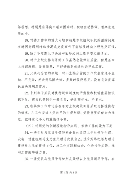 主题教育专题民主生活会对照检查存在问题汇编.docx