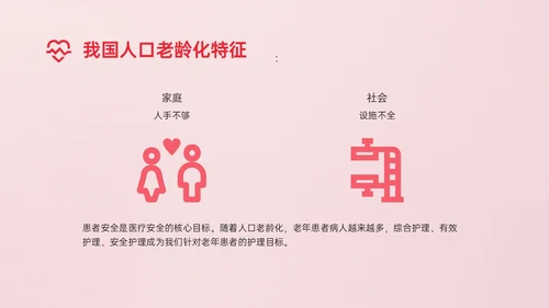 红色简约商务风老年人护理培训PPT模板护理安全管理