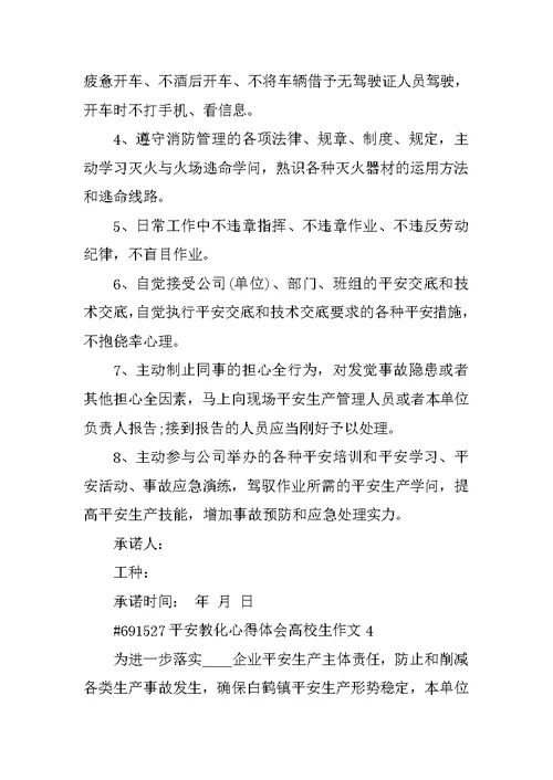 安全教育心得体会大学生作文