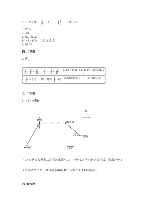 小学六年级上册数学期末测试卷附参考答案（突破训练）.docx