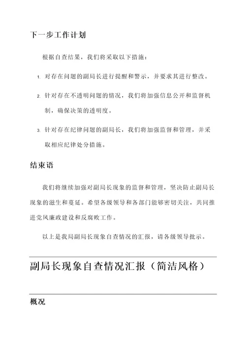 副局长现象自查情况汇报