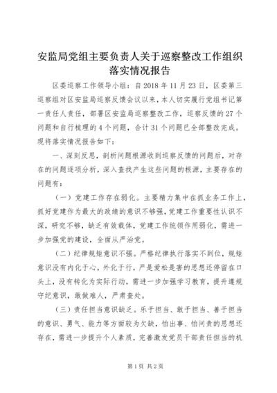 安监局党组主要负责人关于巡察整改工作组织落实情况报告.docx