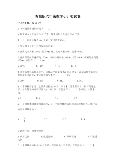 苏教版六年级数学小升初试卷及完整答案【历年真题】.docx
