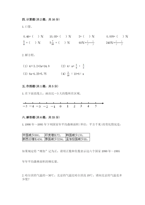 小学六年级下册数学期末卷带答案（黄金题型）.docx