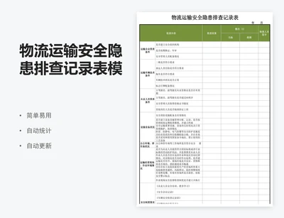 物流运输安全隐患排查记录表模版