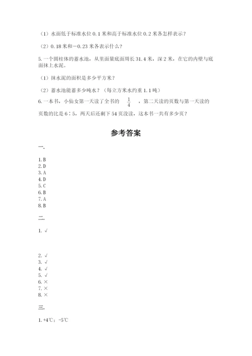 人教版六年级数学小升初试卷附答案（培优a卷）.docx