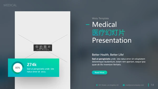 精致平滑医疗报告医院宣传动态PPT模板