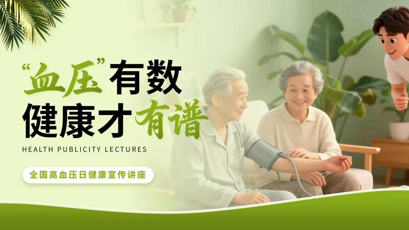 绿色3D立体风全国高血压日健康宣传讲座PPT模版