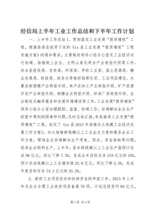 经信局上半年工业工作总结和下半年工作计划.docx