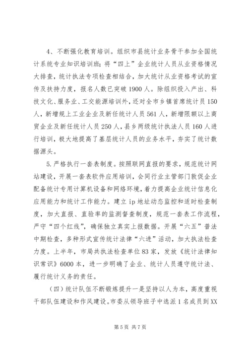 市统计局上半年工作总结及下半年工作计划.docx
