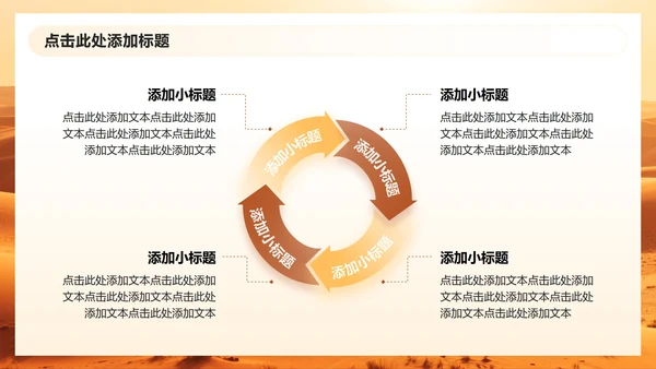 棕黄色渐变商务风沙漠主题旅行计划PPT模板