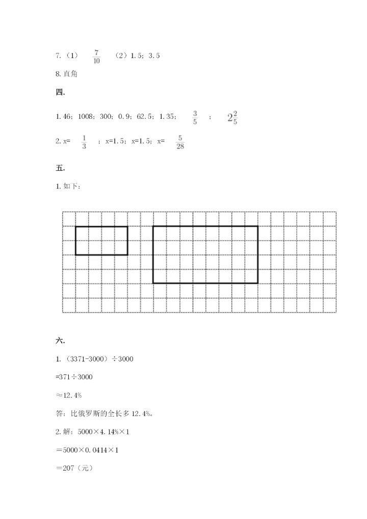 小学毕业班数学检测题【基础题】.docx