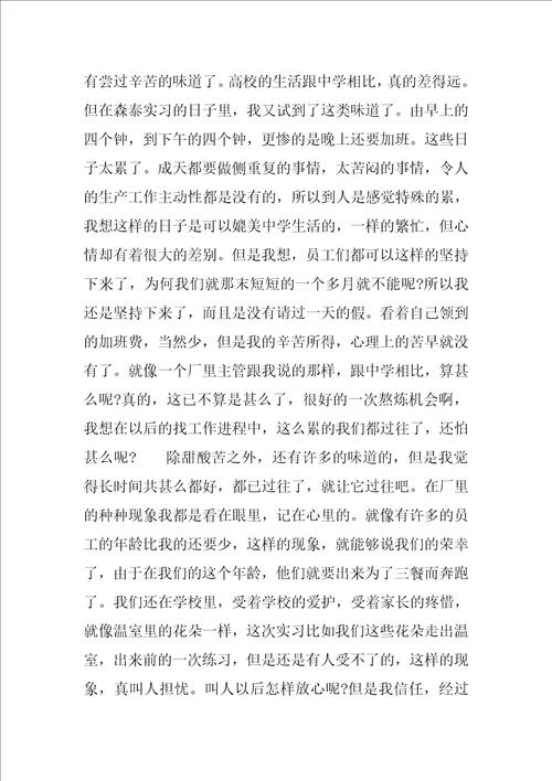 电子厂实习总结3000字